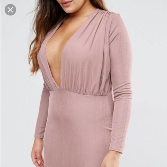 Missguided mauve Slinky Plunge Bodycon Midi Dress - Picture 6 of 16